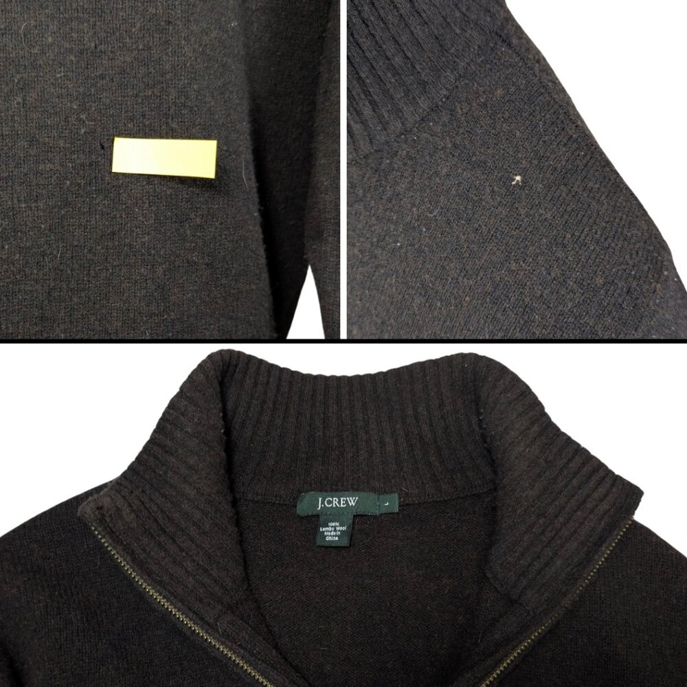 J.Crew Men's Large Brown Lambs Wool 1/4 Zip Pullover Sweater - Picture 7 of 8